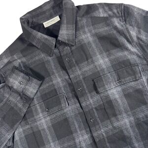 Icebreaker Lodge Flannel Shirt Mens XL Grey Plaid Merino Wool Long Sleeve